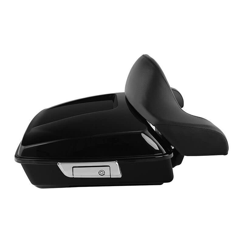TCMT Chopped Motorcycle Trunk Box Backrest Detachable Mounting Rack Fit For Harley Touring 1997-2008 Road King Road Street Electra Glide Pack - color: Set C1 Chrome Latches#Chrome Rack