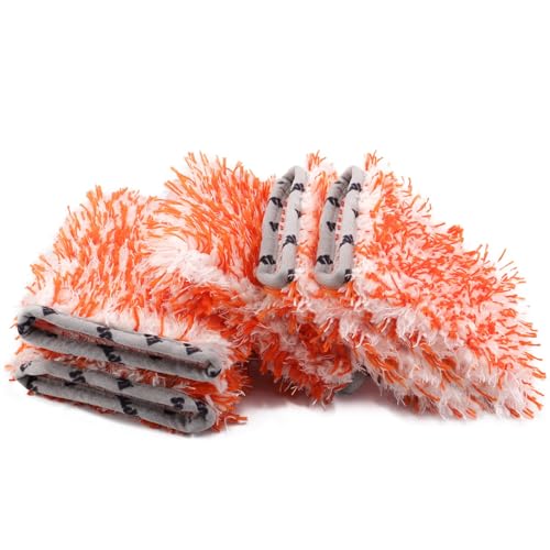 SPTA Microfiber Car Wash Mitt for Small Area, 5Pcs Ultra Absorbent Car Wash Gloves, Plush Fiber Cloth Material, Safe Washing with Any Soap, Bucket, Foam Gun, Foam Cannon, 6.5Inch x 5.5Inch Size - color: 5pcs Small Microfiber Car Wash Mitt