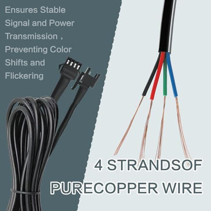 Rock Light Extension Wires 4 Pin and 2-Way Splitters 60 Inch, 8 Pcs | Rectangular Connector Pure Copper Insulated RGB LED Extension Cable for Motorcycle ATV Golf Car Truck Neon Underglow Strip