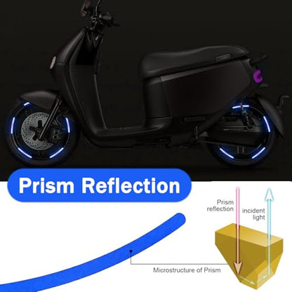 20 PCS Car Wheel Reflective Sticker, Waterproof Night Safety Warning Decal, Anti-Scratch Wheel Rim Eyebrow Stripe, Universal for Car SUV Motorcycle (Blue) - color: Blue