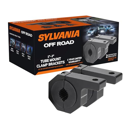 SYLVANIA Universal Bar Mount Bracket Clamp Kit for LED Lights and accesories, Fits Tubes Measuring 1", 1.5", 1.75" & 2" inch Diameter