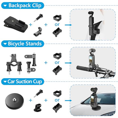 Accessories Kit for OSMO Pocket 3/Pocket 4, SGIP 2-in-1 Stand, Organizer Bag, Hard Shell Case,Selfie Stick,Tripod,Magnetic Mount,Mobile Phone Holder, Screen Protector, Accessories for OSMO Pocket 3 4