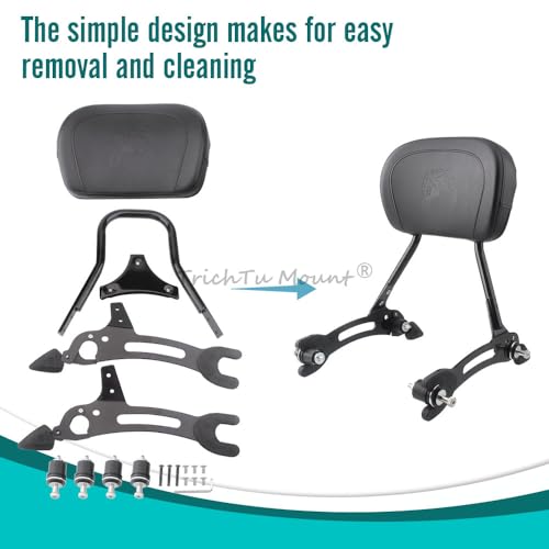 Rear Sissy Bar Detachable Passenger Backrest Pad w/Quick Release Spool Mounting Kit Fits for Indian Roadmaster Challenger Pursuit Chieftain Springfield Vintage 2014-2026,Black