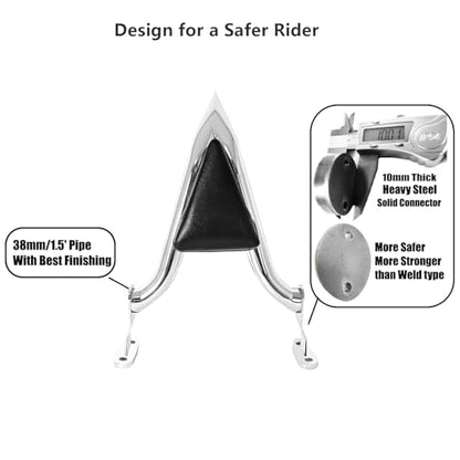 16" Chrome Road Glide 3 & Freewheeler Sissybar Pad Motorcycle Passenger Backrest Sissy Bar for Harley Davidson FLRT FLTRT 2015-2024 - color: Chrome