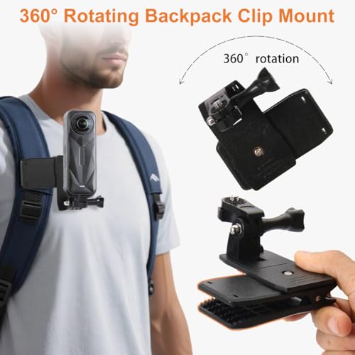 CamKix Accessories Kit Head & Backpack Mount Bundle Compatible with GoPro Hero 13/12/11/10/9/8/7/6/5, Insta360 - Head Strap Mount, Backpack Clip, 360° Rotating Wrist Strap, Adapters - color: Accessories Kit for Insta360 and Gopro