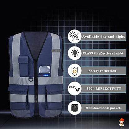 A-SAFETY navy blue work vest - color: Navy, size: 3X-Large