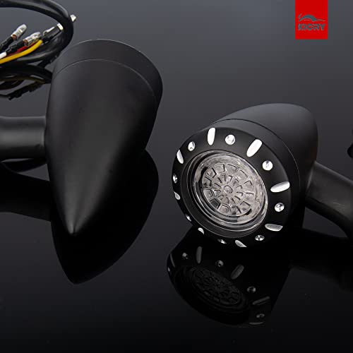 Motorcycle Rear Bullet Turn Signal Light 4 Wires LED Indicator Compatible for Chopper Bobber Harley Softail Iron Cruiser Honda Shadow Suzuki Kawasaki Yamaha (Black) - color: 4 Wire BK