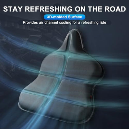 Turtle-Shaped Motorcycle Seat Cushion, Large 3D-Honeycomb Structure Pressure Relief & Breathable Motorcycle TPE Gel Seat Pad for Long Rides
