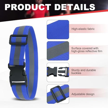 Reflective Safety Belt, Adjustable High Visibility Glow Belt Outdoor Running Gear Accessories - color: Bright Blue