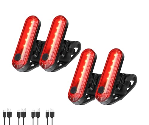 Bike Tail Light, Bicycle Rear Lights USB-C Rechargeable LED Cycling Safety Flashlight with 4 Light Mode for Road Mountain Night Riding & Adults Men Women - color: 4 PACK