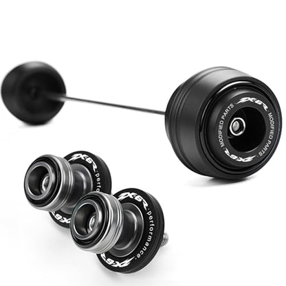 Compatible with ZX-6 ZX6R 2010-2024 2025 2026 Motorcycle Front Wheel Axle Crash Protector Pad Rear Swingarm Spools Slider Stand Accessories (Black) - color: Black