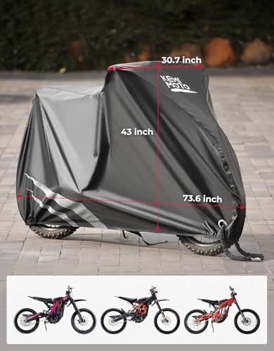 KEMIMOTO Heavy Duty 420D Motorcycle Cover Waterproof Compatible with Surron Light Bee X S Talaria X160 X260 All Weather Sur‑Ron Electric Dirt Bike Protective Rain Cover Sunlight Dust - color: Black, size: E-bike