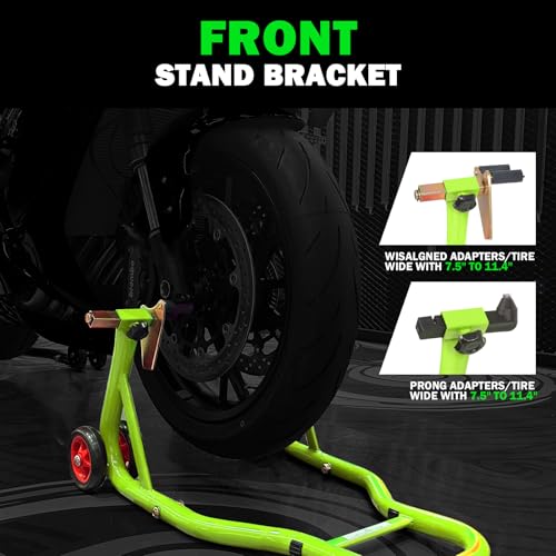 MOTO4U Motorcycle Stands Front and Rear, Front Rear Combo Stand Universal Wheel Lift Stand Swingarm Spool Lift Stand Paddock Stand Green - size: Front & Rear Stand Green