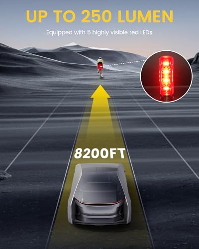 RAVEMEN TR150/TR250 Bike Tail Light, 280° Visible Bike Rear Light with Brake Detection and Auto On Off Feature, 3 Mounting Options - style: Tr250