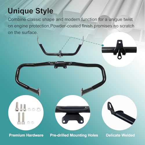 Road Glide Chopped Engine Guard Motorcycle Front Highway Protector Crash Bar Fairing Support Bracket for Harley 2015-2023 FLTRX FLTRXS FLTRXST CVO FLTRXSE Gloss Black