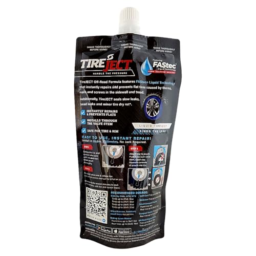 TireJect Off-Road Instant Tire Repair Tire Sealant Kit - Permanent Seal - Tread & Sidewall Punctures - Bead Leaks - Slow Leaks - Dry Rot - Fix and Prevent Flat Tires (20oz) - size: 20oz
