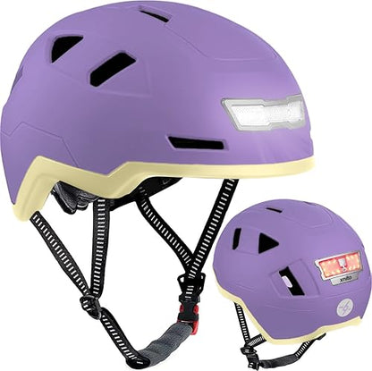 XNITO Bike Helmet with LED Lights - Urban Bicycle Helmet for Adults, Men & Women - CPSC & NTA-8776 Dual Certified - Class 3 E-Bikes, Scooters, Onewheel, Commuter, Mountain - color: Lavender, size: Medium