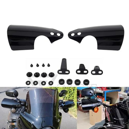 Club Style Handlebar Handguards Upgrade Bracket with Cutouts Compatible with Harley Turn Signals Touring Softail Sportster Dyna 2009+ 2025 - color: Black with Cutouts