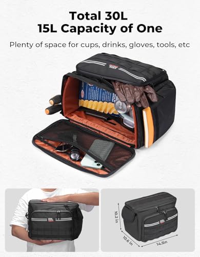 KEMIMOTO Motorcycle Saddlebags 30L(15Lx2) Large Capacity Luggage for Touring & Long Rides, Universal Fit for Cruiser Sportster Softail, Quick-Install Water-resistant Side Panniers - size: 30L
