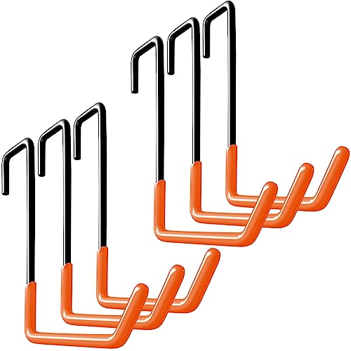 HUPBIPY Rafter Hanger Large S Garage Hooks Bike Storage System Holder Organizer, with Non Slip Coating, for Organizing Hanging Basket, Ladders,Bicycle Wheel,Ropes and Bulk Items (6Pack, Orange) - color: Orange