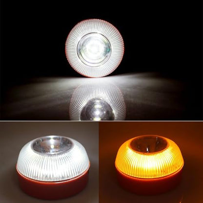 Warning Light with Magnetic Base, Increase Night Visibility, 8.7x8.7x6cm, Led Flashing Light, Car Warning Strobe, Easy to Use, for Rv Roof Motorcycle Truck Car Roadside Cycling