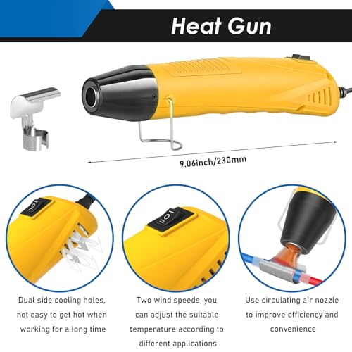 532Pcs Heat Gun for Shrink Tubing, Solder Seal Wire Connectors & Heat Shrink Tubing Kit, 26-6 AWG Waterproof Heat Shrink Wire Connectors with Mini Heat Gun for Marine Electrical - size: 532Pcs with Heat Gun