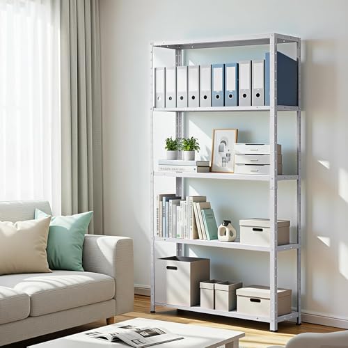 2500 LBS Capacity Heavy Duty Steel Shelving Unit, 5-Tier Garage Storage Shelves for Pantry, Basement, Kitchen, Laundry, Bathroom - Adjustable Metal Rack, 36 x 12 x 68 Inches - size: 68"D x 35.4"W x 12"H-Silver