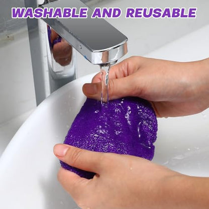 Baderke 9 Pcs Car Windshield Cleaner Tool Kit with with Extendable Handle, Microfiber Towel Pads, Sponge, Ventilation Brush, Empty Spray Bottle for Auto Glass Wiper Suvs Rvs & Home Windows(Purple) - color: Purple