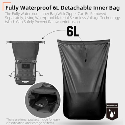 Rhinowalk Motorcycle Crash Bar Bag Waterproof 6L Motorcycle Frame Bag Saddle Bag Side Bag with Shoulder Strap (Black, 7L) - color: Black 7L