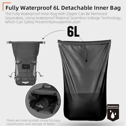 Rhinowalk Motorcycle Crash Bar Bag Waterproof 6L Motorcycle Frame Bag Saddle Bag Side Bag with Shoulder Strap (Black, 7L) - color: Black 7L