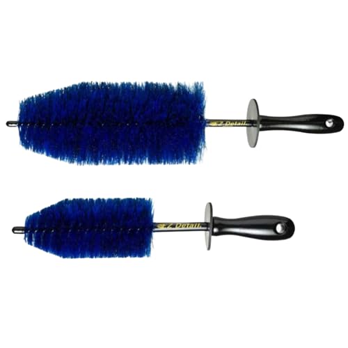 EZ Detail Big and Little Brush Combo - Wheel Rim Cleaner for Cars, Bike, Trucks, Motorcycle, and Other Vehicles - Non-Scratch Auto Detailing Tool, Easily Reaches Nook and Crannies