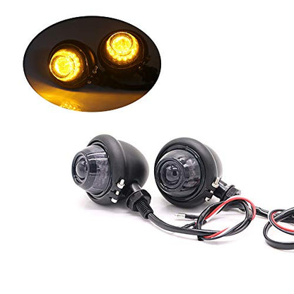 0951 Universal Motorbike LED Indicator Light Turn Signal (Black) - color: Black