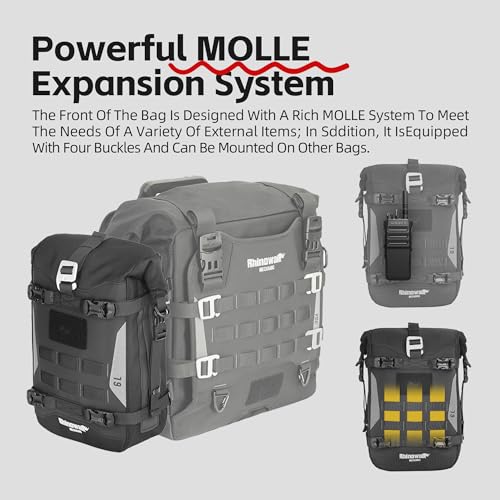Rhinowalk Motorcycle Crash Bar Bag Waterproof Expandable Saddlebag with Secure Mounting Shoulder Strap (1pc)
