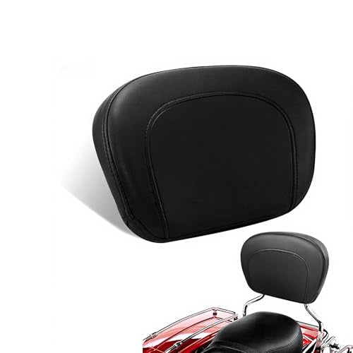 Passenger Backrest Pad Sissy Bar Cushion Compatible with Harley Touring Electra Glide Road Glide Road King Street Glide 2009-2023 - Fits Standard Height & Tall Detachable Uprights - Black PU Leather - color: Blaack#3