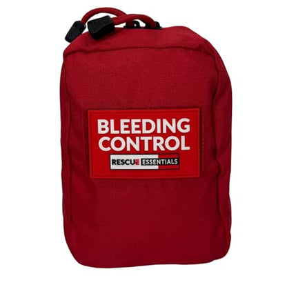 Rescue Essentials Stop the Bleed Intermediate IFAK Trauma Kit – Red Nylon Pouch, Compact 6.5"" Emergency Bleeding Control Kit for First Aid, Outdoor, Tactical & Public Access Use, 1 Count