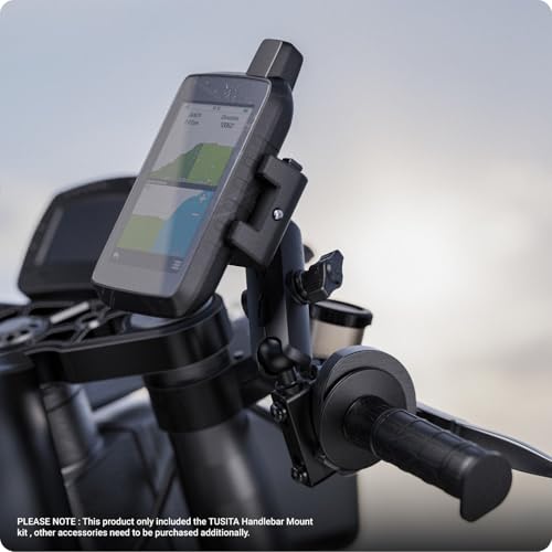 TUSITA Motorcycle GPS Mount Handlebar Brake Clutch Reservoir Compatible with Garmin Montana, Zumo XT GPS -, Double Socket Arm - B Size Medium - size: B Size Medium