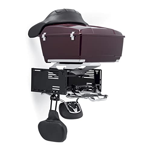 XMT-MOTO Black Wall Mount Storage Rack Fit for Harley Tour Trunk Electra Street Road Glide