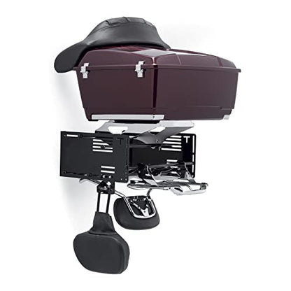 XMT-MOTO Black Wall Mount Storage Rack Fit for Harley Tour Trunk Electra Street Road Glide