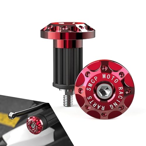 2 PCS Motorcycle Bar End Plug, Metal Rustproof Handlebar Grip End Caps, Personalized Moto Grips Ends Replacement, Universal for Most Dirt Bikes Motorcycle (Red) - color: Red
