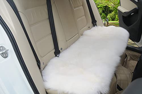 Sheepskin Car Back Seat Cover Pad 18x53.5 inch Long Wool Seat Cushion Winter Warm Universal Fit Auto, SUV, Truck, Dinner Chair Office Chair Back White - color: White, size: 18x53 Inch (Pack of 1)