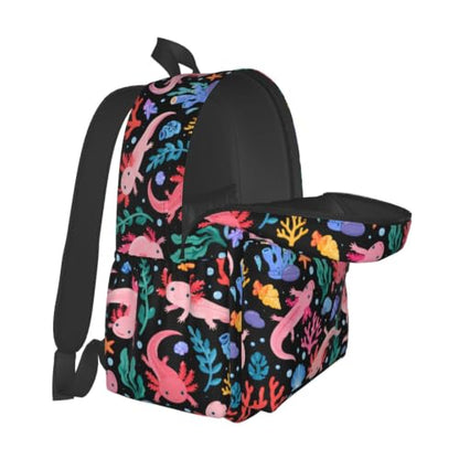 Axolotl Backpack Bookbag Laptop Backpacks Multipurpose Daypack for Boys Girls School Men Women Travel Hiking - color: Axolotl