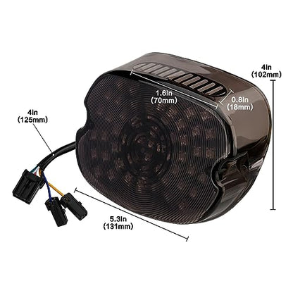 Motorcycle LED Rear Tail Light Red Strobing Turn Signal Brake Lights Low Profile Replacement for Harley Dyna Sportster 883 1200 Road King Tour Glide Road Glide Road King - color: black
