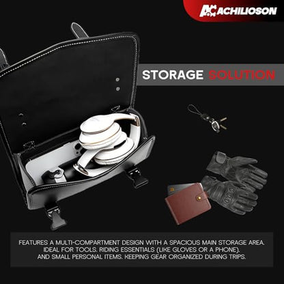 7.14L Motorcycle Saddlebag 3D Skull Embossed PU Leather, Universal Waterproof Black Motorcycle Side Bags Storage Pouch for Most Motorcycles - style: 3d-dimensional Skull-shaped Bag