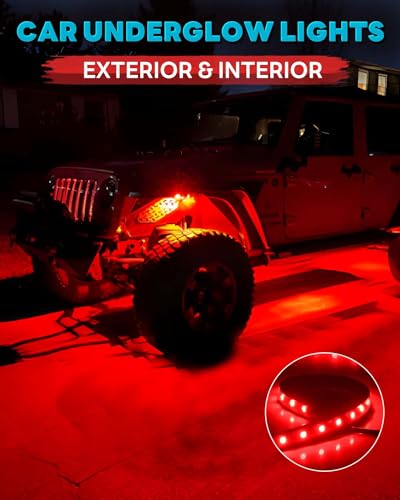 12V Led Light Strip 12.7" Waterproof Red Led Light Strips for Car Golf Cart Motorcycles Truck Boat Led Strip Lights,Pack of 4 - color: Red Led Light Strip