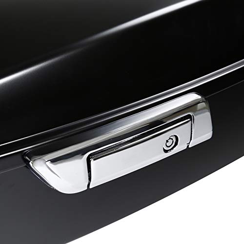TCMT Black Denim 13.7" King Trunk W/Latch Key with Speaker Cut Outs Fit For Harley Trunk Touring CVO Road King Road Glide Street Glide Electra Glide Ultra Limited 2014-2025 - color: Black Denim(W Speaker Holes)