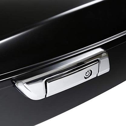 TCMT Black Denim 13.7" King Trunk W/Latch Key with Speaker Cut Outs Fit For Harley Trunk Touring CVO Road King Road Glide Street Glide Electra Glide Ultra Limited 2014-2025 - color: Black Denim(W Speaker Holes)