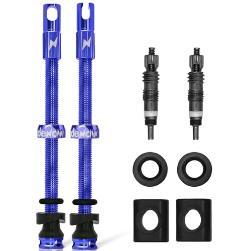 RideNow Tubeless Presta Valve Stems, 85mm Super Light Alloy Presta Tubeless Valve Stem Kit with Valve Core Remover Tool and Valve Stem Caps, Multiple Color and Size Options(Pair), Blue - color: Blue, size: 85mm