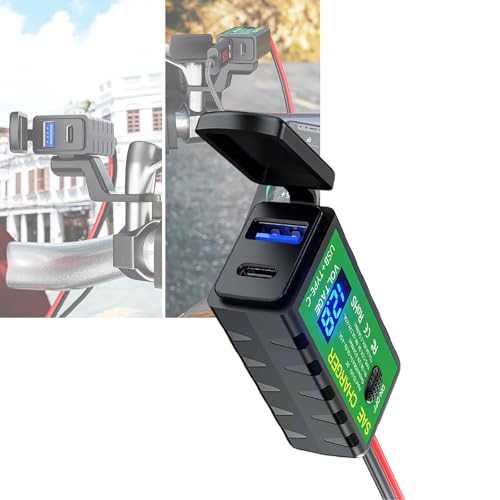 Motorcycle Phone Charger for Honda Goldwing 1800 GL1800 F6B Goldwing GL 1800, with Dual Port USB & Type-C, Fast Charging Handlebar Mount Power Outlet for Motorcycle Accessories