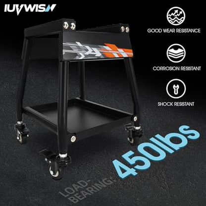 Dirt Bike Stand Movable with Wheels Motorcycle Lift Panel Stand Maintenance Heavy Duty Universal Stand for Most Motorcycles Motocross Dirt Bike Dual Sport Enduro Black