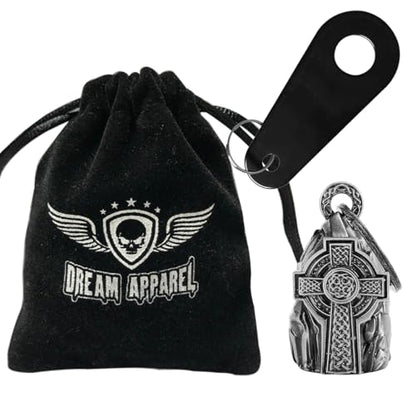 Dream Apparel Motorcycle Bell Guardian Angel Drive Away Gremlin, Biker Bell for Men Women Rider Riding, Good Luck Gift - style: Celtic Cross